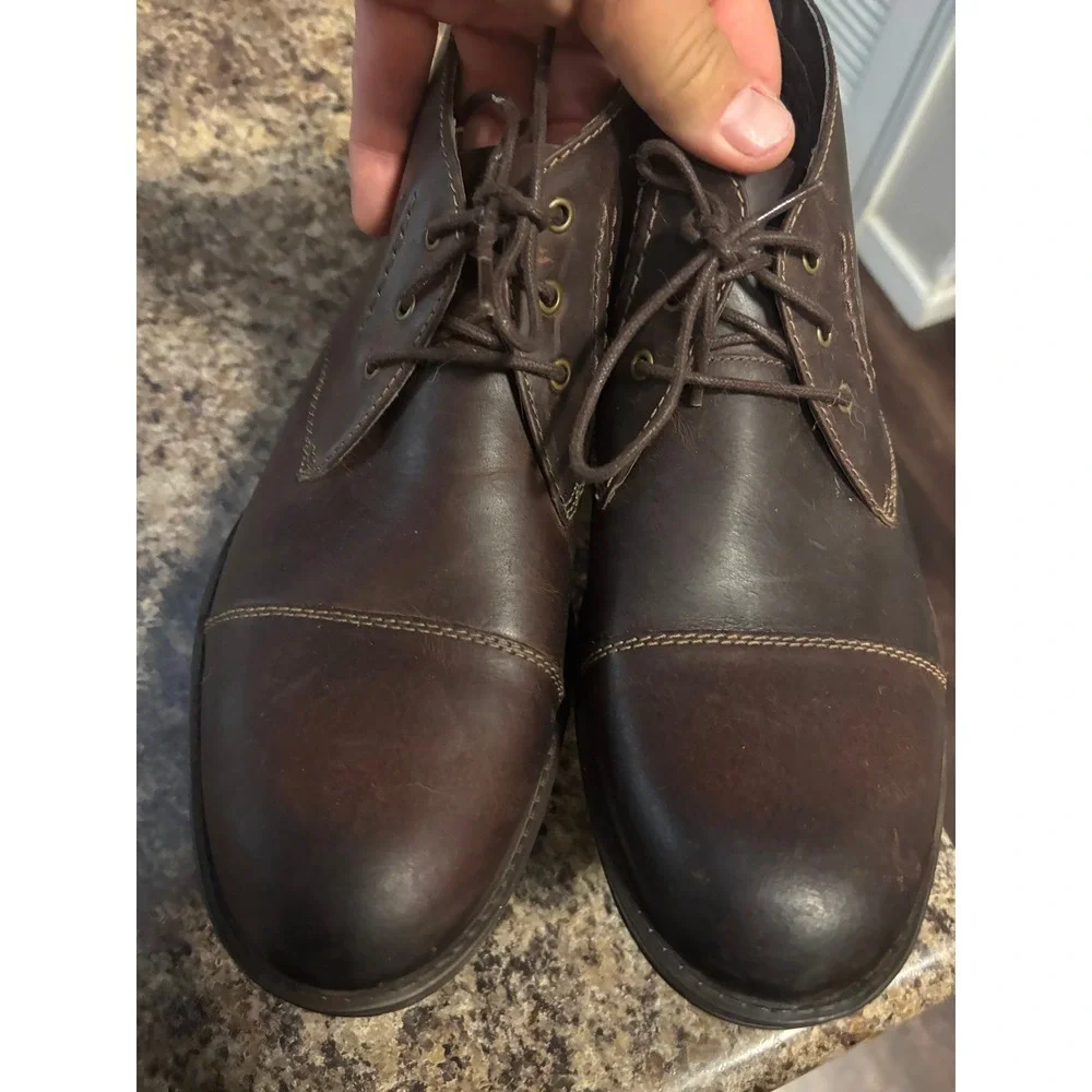 Clarks Hinman Mid Mahogany Leather Cap Toe Chukka Boots Mens 12 M Brown Lace Up
